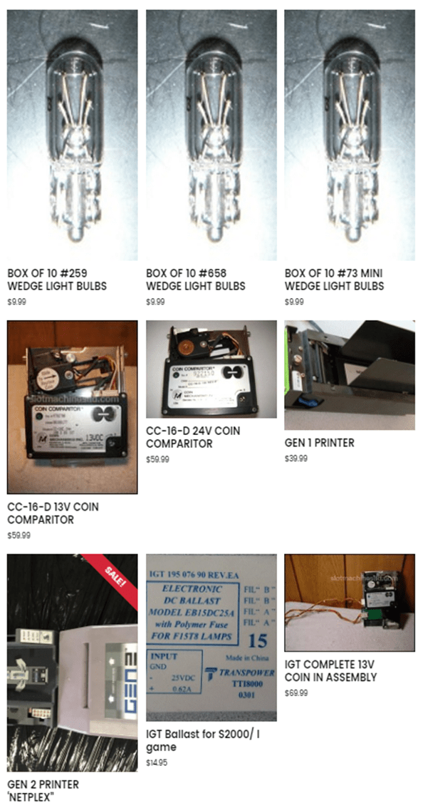 Slot machine parts