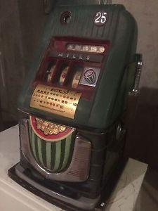 Antique Slot Machine 1940's Mills Watermelon Quarter Original works perfectly