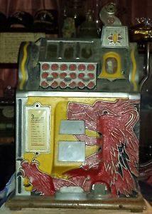 Vintage 5 cent Gooseneck Bell Lion Head Slot Machine 1930's